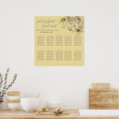 Mellow gele waterverf boho florale trendy poster (Keuken)