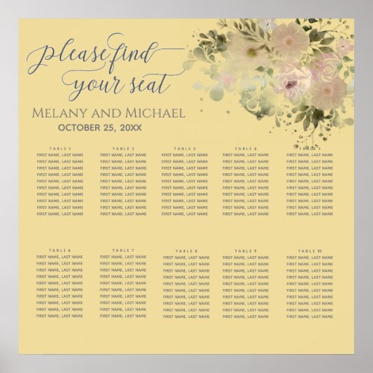 Mellow gele waterverf boho florale trendy poster (Voorkant)