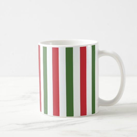 Mellow Geo Stripes - Christmas red white green.  Koffiemok (Rechts)