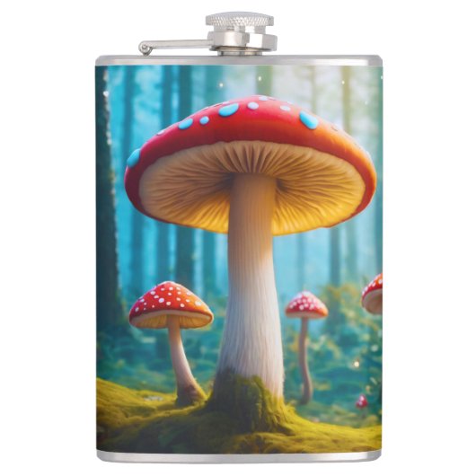 Mellow paddenstoel Vinyl Verpakte Flask Heupfles (Voorkant)