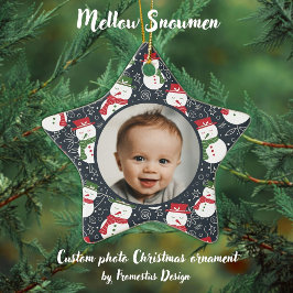 Mellow Sneeuwmannen - Eerste kerstfoto op maat. Keramisch Ornament