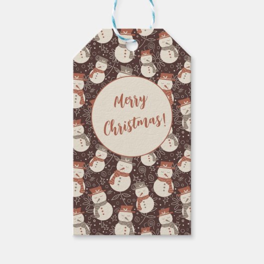 Mellow Sneeuwmannen - Prettig kerstfeest sneeuwman Cadeaulabel (Voorkant)
