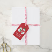 Mellow Sneeuwmannen - rode bloemen Kerstmis sneeuw Cadeaulabel (Met Touw)