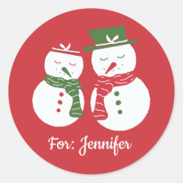 Mellow Sneeuwmannen - rode kerst aangepaste cadeau Ronde Sticker