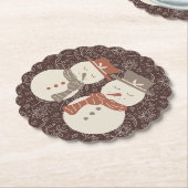 Mellow Snowmen - 2 schattige sneeuwman paar rood. Kartonnen Onderzetters (Gekanteld)