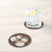 Mellow Snowmen - 2 schattige sneeuwman paar rood. Kartonnen Onderzetters (Insitu)