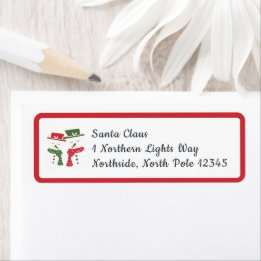 Mellow Snowmen - Christmas red white and green. Etiket