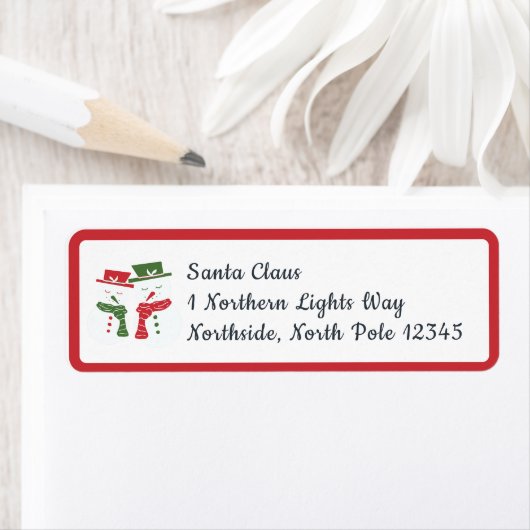 Mellow Snowmen - Christmas red white and green. Etiket (Insitu)