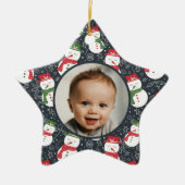 Mellow Snowmen - First Christmas photo custom. Keramisch Ornament (Voorkant)