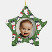 Mellow Snowmen - First Christmas photo custom. Keramisch Ornament (Voorkant)