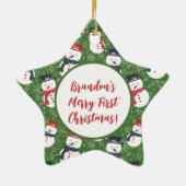 Mellow Snowmen - First Christmas photo custom. Keramisch Ornament (Achterkant)