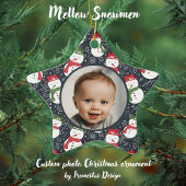 Mellow Snowmen - First Christmas photo custom. Keramisch Ornament