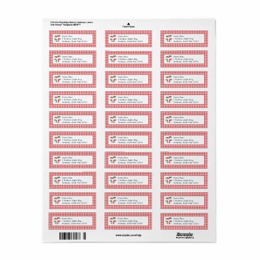 Mellow Snowmen Gingham - classic red white check. Etiket (Full Sheet)