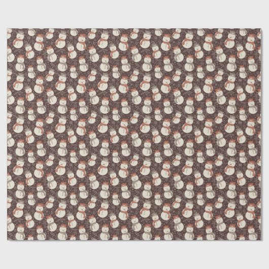 Mellow Snowmen - Kerst sneeuwpop patroon rood. Cadeaupapier (Vlak)