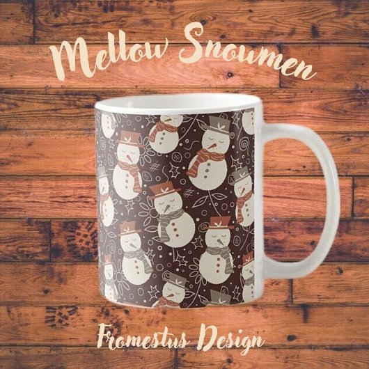 Mellow Snowmen - Kerst sneeuwpop patroon rood. Koffiemok