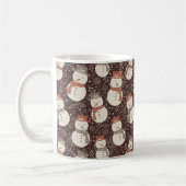 Mellow Snowmen - Kerst sneeuwpop patroon rood. Koffiemok (Links)