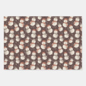 Mellow Snowmen - Kerstpatroon amarro rood. Inpakpapier Vel (Voorkant 2)