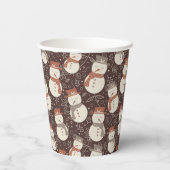 Mellow Snowmen - Kerstpatroon amarro rood. Papieren Bekers (Achterkant)