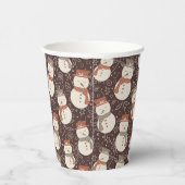 Mellow Snowmen - Kerstpatroon amarro rood. Papieren Bekers (Rechts)