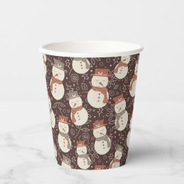 Mellow Snowmen - Kerstpatroon amarro rood. Papieren Bekers