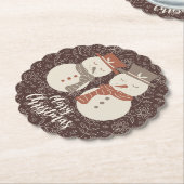 Mellow Snowmen - Merry Christmas 2 sneeuwman rood. Kartonnen Onderzetters (Gekanteld)