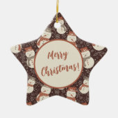 Mellow Snowmen - Merry Christmas! bewerkbaar rood. Keramisch Ornament (Voorkant)