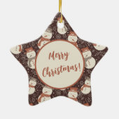 Mellow Snowmen - Merry Christmas! bewerkbaar rood. Keramisch Ornament (Achterkant)