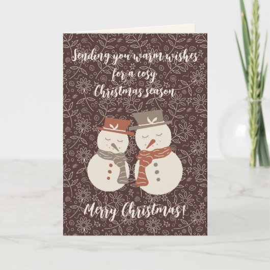 Mellow Snowmen - Vrolijk Kerstfeest! bewerkbaar ro Feestdagen Kaart (Voorkant)