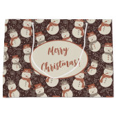 Mellow Snowmen - Vrolijke kerst sneeuwpop rood. Groot Cadeauzakje (Voorkant)