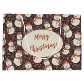 Mellow Snowmen - Vrolijke kerst sneeuwpop rood. Groot Cadeauzakje (Achterkant)