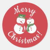 Mellow Snowmen - Xmas red and green custom no rim. Ronde Sticker (Voorkant)