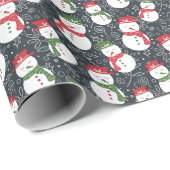 Mellow Snowmen - Xmas rood en groen patroon. Cadeaupapier (Rol Hoek)