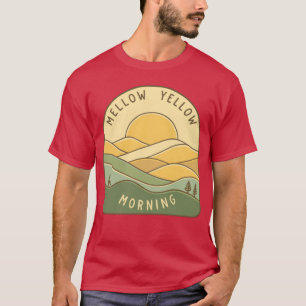 Mellow Yellow Ochtend Rollende Heuvels retro 70s v T-shirt