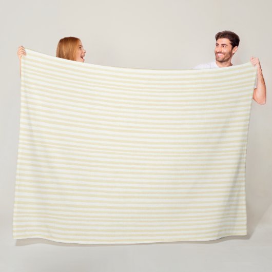 Mellow Yellow Witte Strepen   Fleece Deken (In situ)
