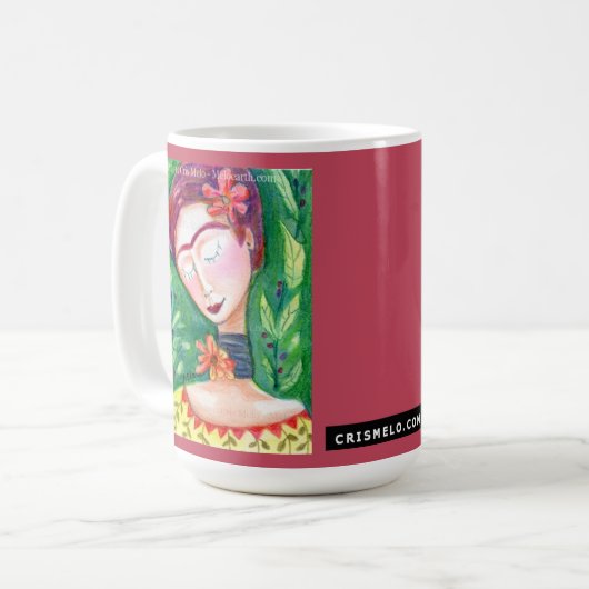 meloardfrida kahlo in groene koffiebeker koffiemok (Voorkant links)