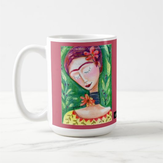 meloardfrida kahlo in groene koffiebeker koffiemok (Links)