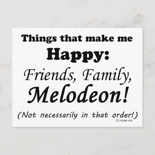 Melodeon maakt me gelukkig briefkaart (Voorkant)