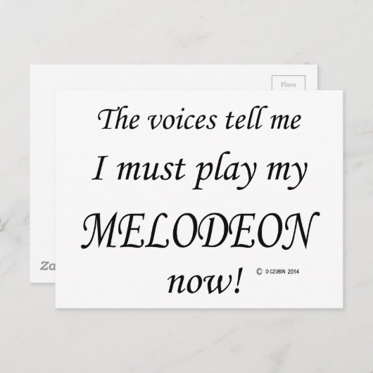 Melodeon Voices zegt dat hij moet spelen Briefkaart (Voorkant / Achterkant)