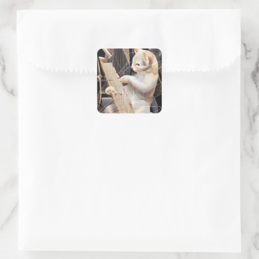 Melodic Feline – Surreal Cat Sticker (Tas)