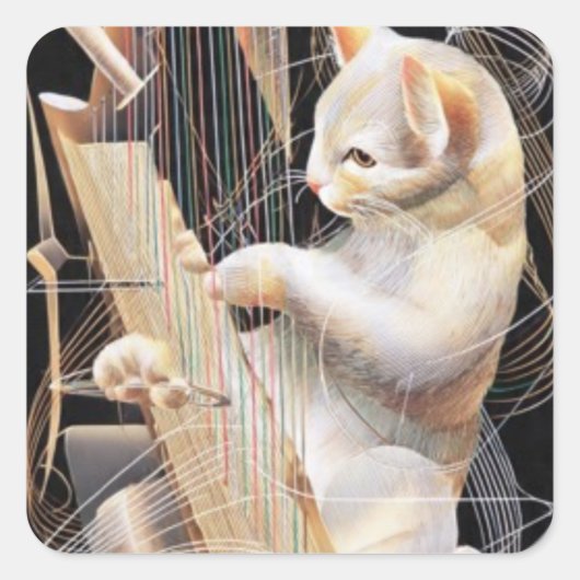 Melodic Feline – Surreal Cat Sticker (Voorkant)