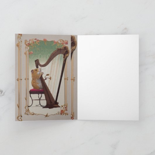 Melodic Hamster Greetings – Whimsical Victorian Kaart (Binnen)