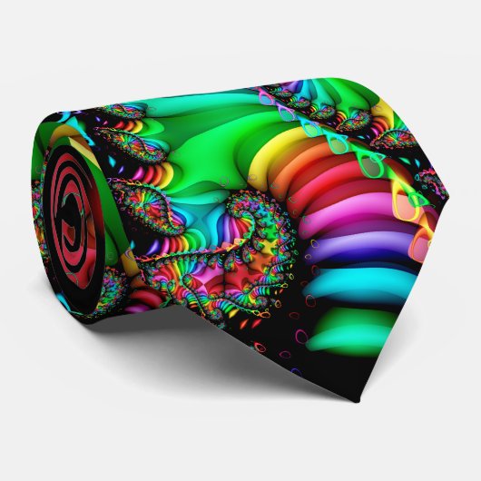Melodic Rainbow Fractal Spiral Stropdas (Opgerold)