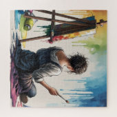 Melodie: De Meisjesschilder in een Waterverf Legpuzzel (Horizontaal)