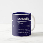 Melodie, Girl Personalized Name Definition Mug Tweekleurige Koffiemok (Voorkant rechts)