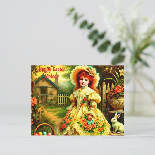 MELODIE ~ HAPPY EASTER BUNNY GREETING ~ FEESTDAGENKAART (Staand voorkant)