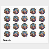 Melodie in Blauw Ronde Sticker (Vel)
