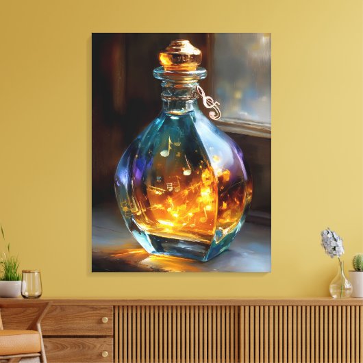 Melodie in een fles - Glowing Musical Essence Art Canvas Afdruk (Insitu (Woonkamer))