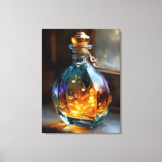 Melodie in een fles - Glowing Musical Essence Art Canvas Afdruk (Voorkant)