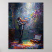 Melodie in licht - Expressieve viool Hedendaags Poster (Voorkant)