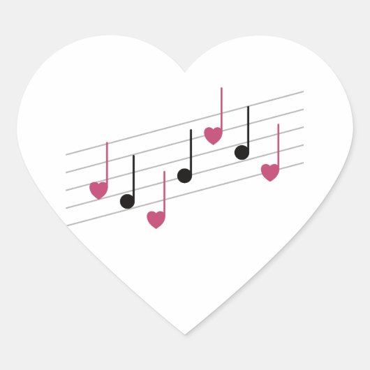 Melodie van de liefde (lineair) hart sticker (Voorkant)